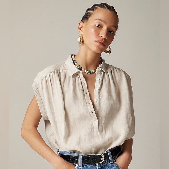 J Crew New Capitaine Shirt in Baird McNutt Irish Linen Size 2X New w/ Tags Flax - Picture 1 of 7